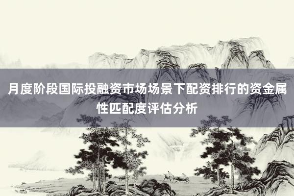 月度阶段国际投融资市场场景下配资排行的资金属性匹配度评估分析