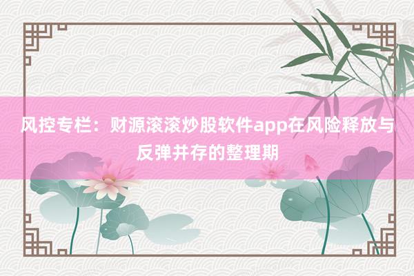 风控专栏：财源滚滚炒股软件app在风险释放与反弹并存的整理期