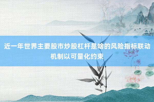 近一年世界主要股市炒股杠杆是啥的风险指标联动机制以可量化约束