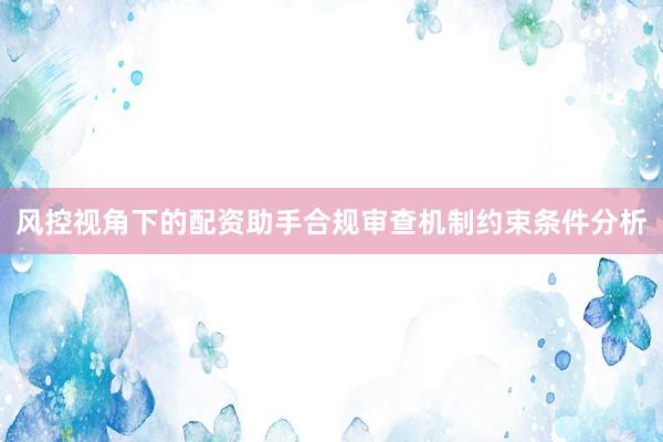 风控视角下的配资助手合规审查机制约束条件分析