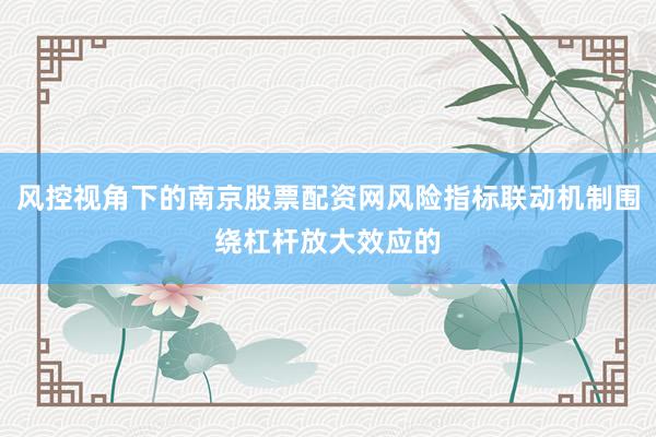 风控视角下的南京股票配资网风险指标联动机制围绕杠杆放大效应的