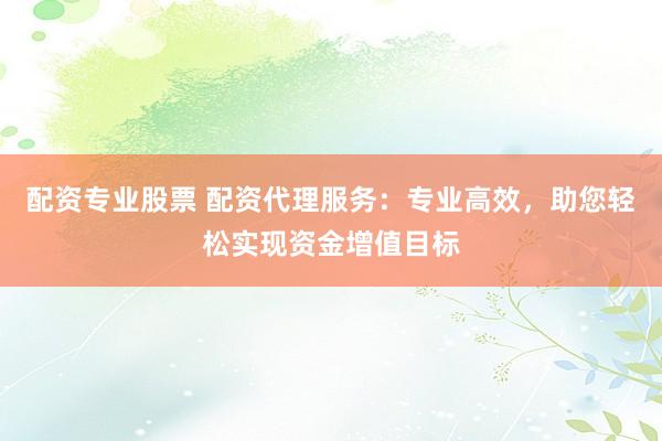 配资专业股票 配资代理服务：专业高效，助您轻松实现资金增值目标