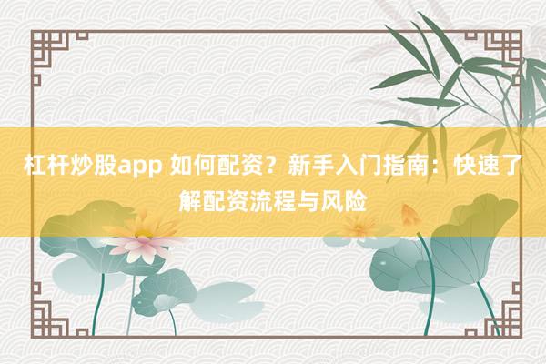 杠杆炒股app 如何配资？新手入门指南：快速了解配资流程与风险